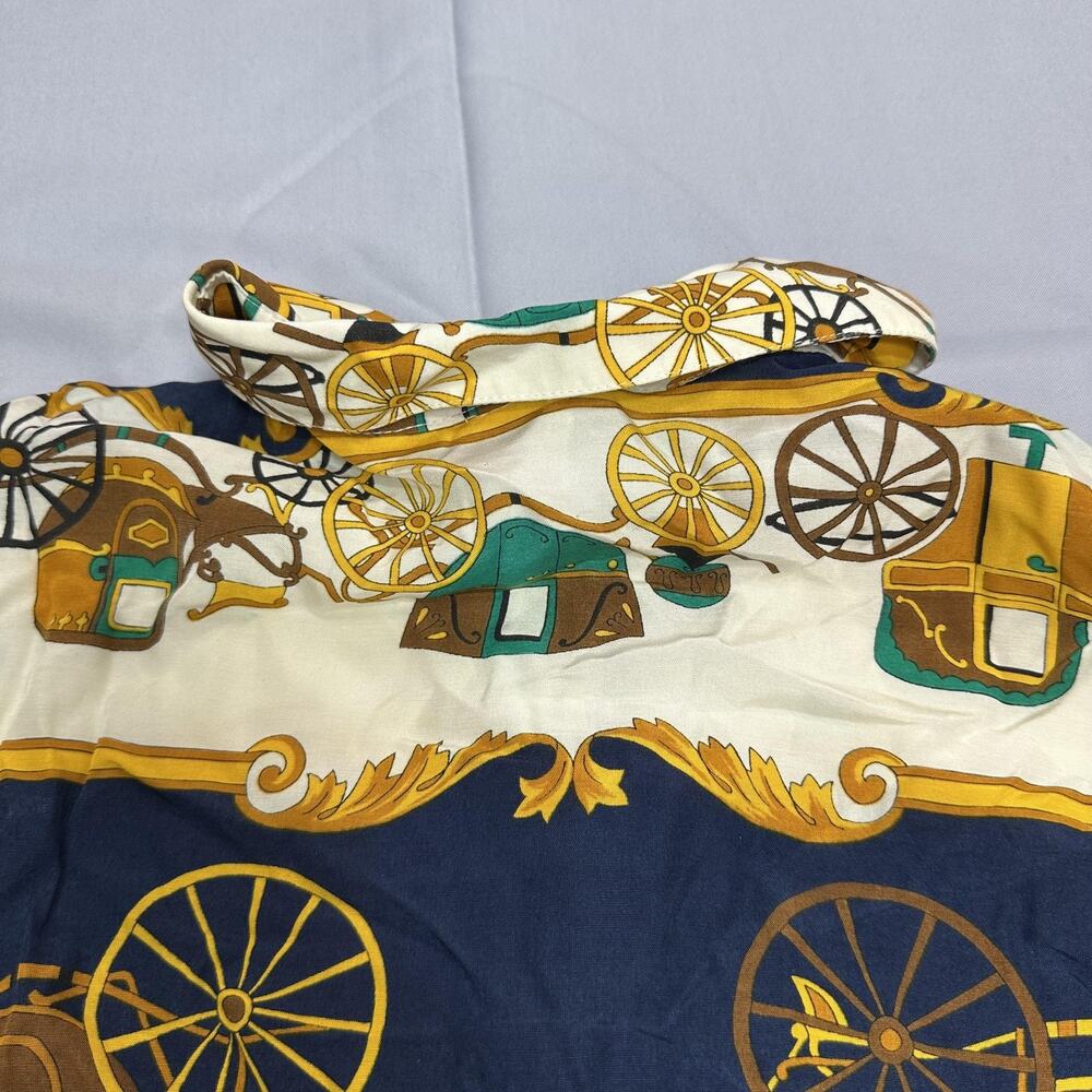 United Colors Of Benetton Shirt Womens Medium Equestrian Carriage Print Italy - Picture 16 of 16